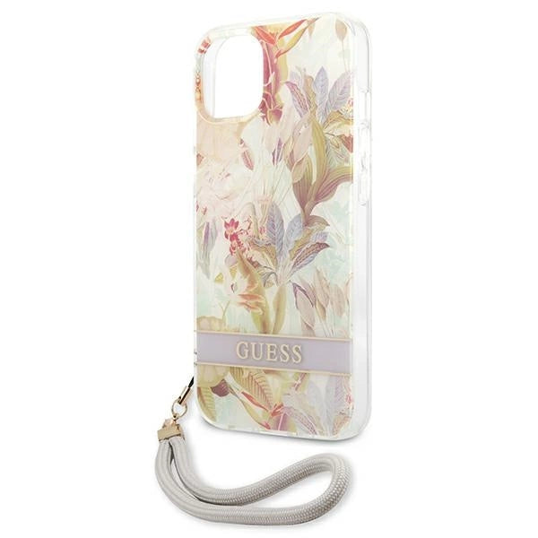 Guess GUHCP13SHFLSU iPhone 13 mini 5.4" lilla/lila hårdkasse Blomsterstrop