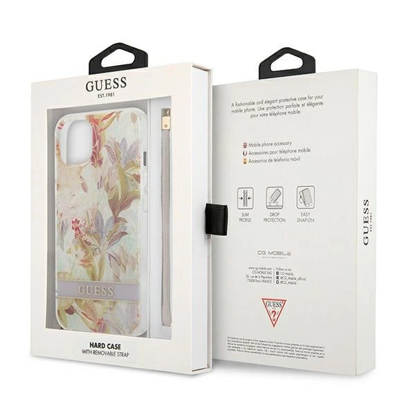 Guess GUHCP13SHFLSU iPhone 13 mini 5.4" lilla/lila hårdkasse Blomsterstrop