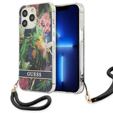 Guess GUHCP13XHFLSB iPhone 13 Pro Max 6.7" blå/blå hardcase Flower Strap