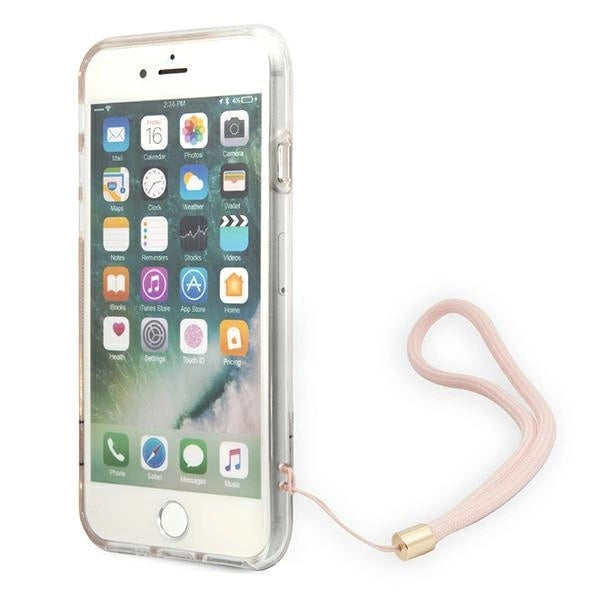 Guess GUOHCI8H4STP iPhone SE 2022 / SE 2020 / 7/ 8 pink/pink hardcase 4G Print Strap