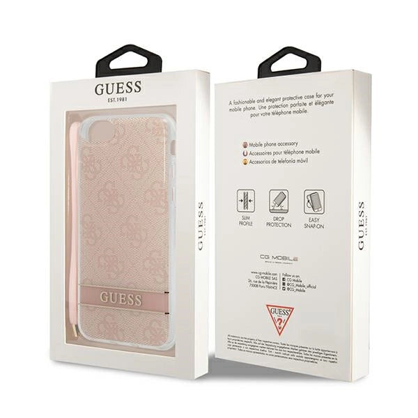 Guess GUOHCI8H4STP iPhone SE 2022 / SE 2020 / 7/ 8 pink/pink hardcase 4G Print Strap