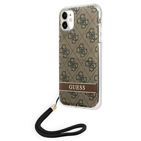Guess GUOHCN61H4STW iPhone 11 brun/brun hardcase 4G Print Strap