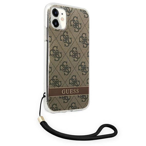 Guess GUOHCN61H4STW iPhone 11 brun/brun hardcase 4G Print Strap