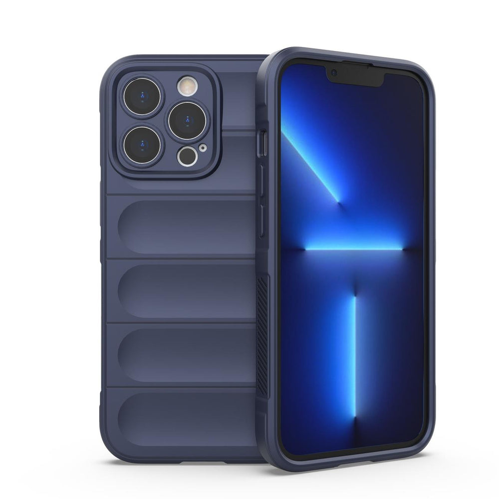 Magic Shield Case Case for iPhone 13 Pro Max Fleksibel pansret sag mørk blå