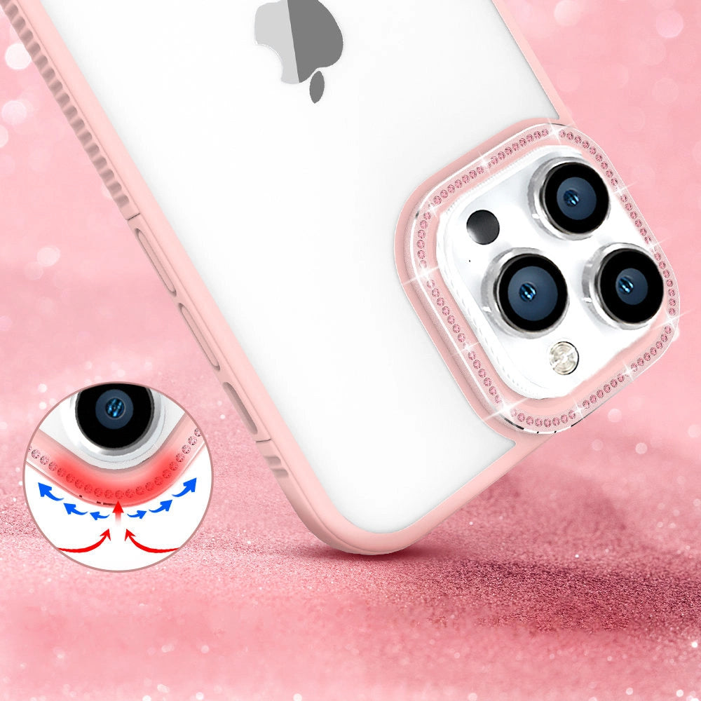 Kingxbar Sparkle Series iPhone 13 Pro med krystaller bagdæk rosa