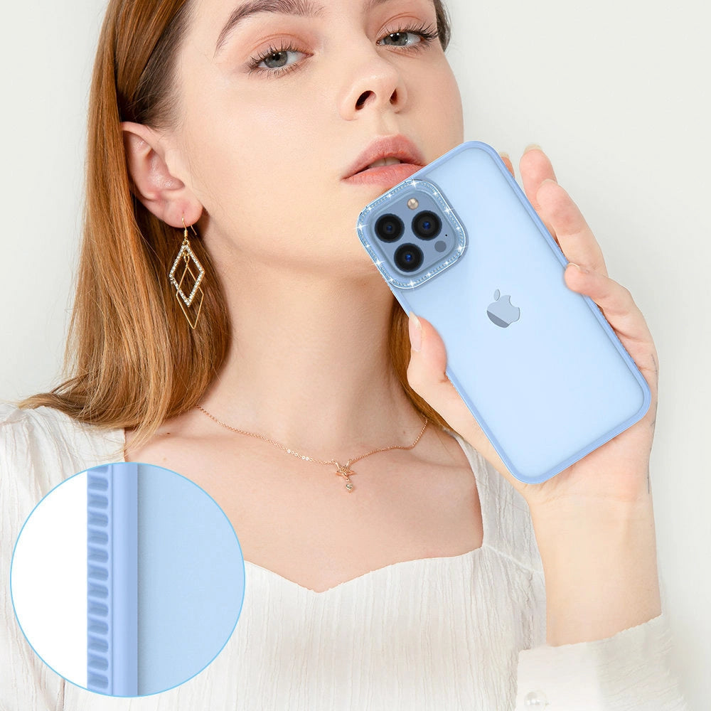 Kingxbar Sparkle Series iPhone 13 Pro Max med krystaller bagdæk blå