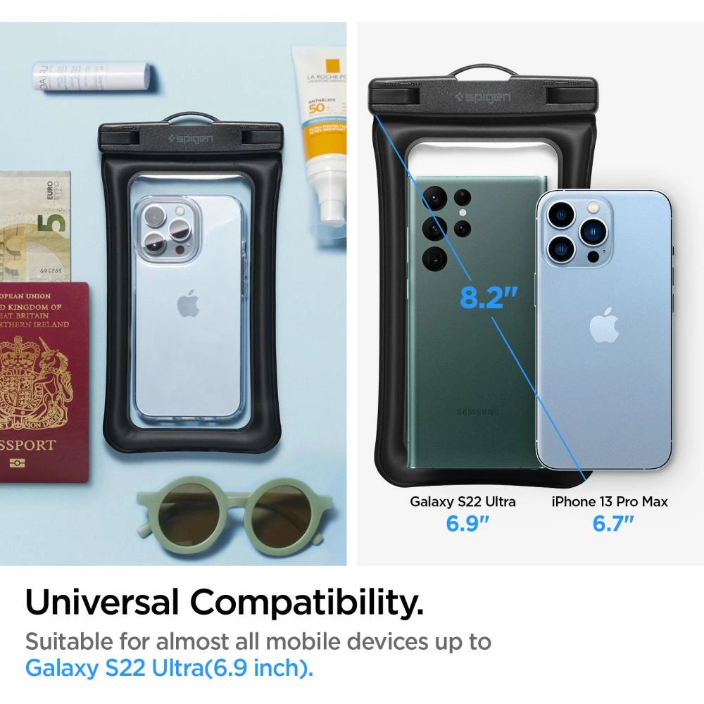 Spigen Aqua Shield A610 Case Waterproof Floating on Water - sort 2 stk.