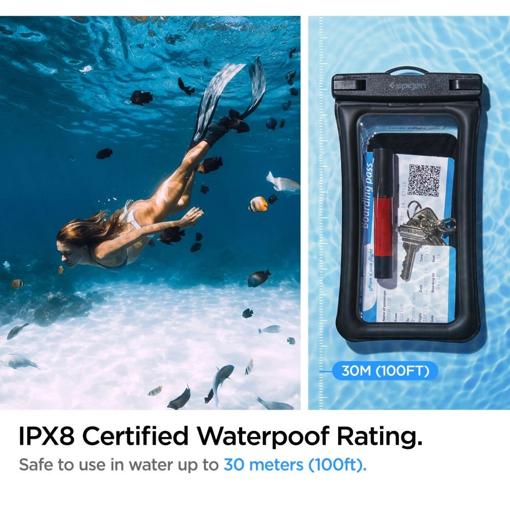 Spigen Aqua Shield A610 Case Waterproof Floating on Water - sort 2 stk.