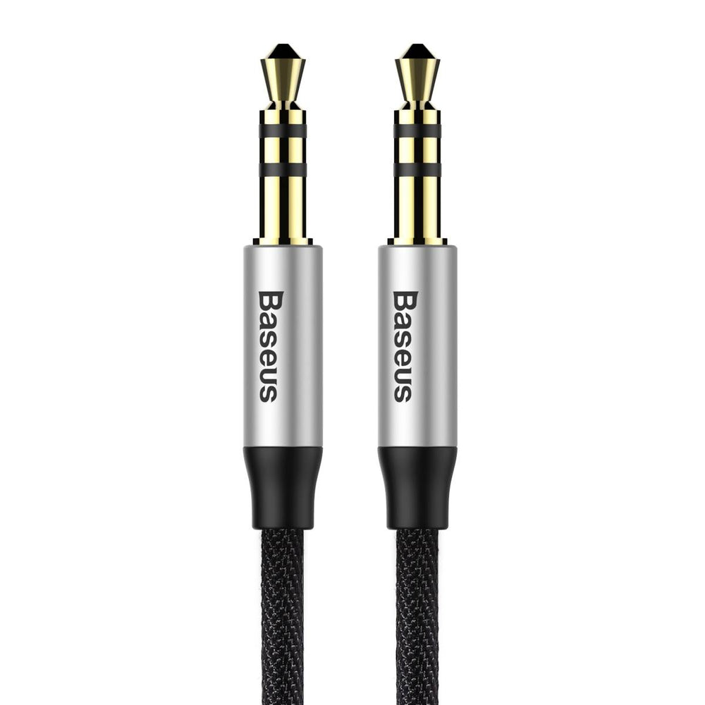 Baseus Yiven M30 stereo AUX 3,5 mm lydkabel mandlig mini jack 1m sølv-sort (CAM30-BS1)