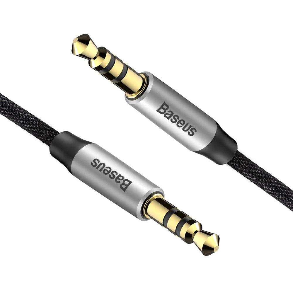 Baseus Yiven M30 stereo AUX 3,5 mm lydkabel mandlig mini jack 1m sølv-sort (CAM30-BS1)