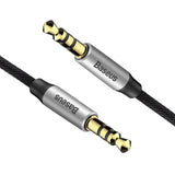 Baseus Yiven M30 stereo AUX 3,5 mm lydkabel mandlig mini jack 1m sølv-sort (CAM30-BS1)