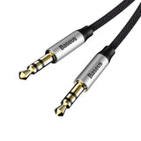 Baseus Yiven M30 stereo AUX 3,5 mm lydkabel mandlig mini jack 1m sølv-sort (CAM30-BS1)