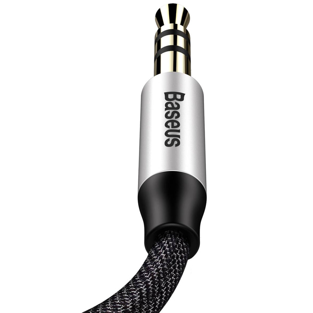 Baseus Yiven M30 stereo AUX 3,5 mm lydkabel mandlig mini jack 1m sølv-sort (CAM30-BS1)