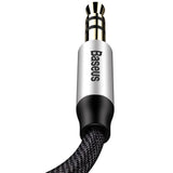 Baseus Yiven M30 stereo AUX 3,5 mm lydkabel mandlig mini jack 1m sølv-sort (CAM30-BS1)