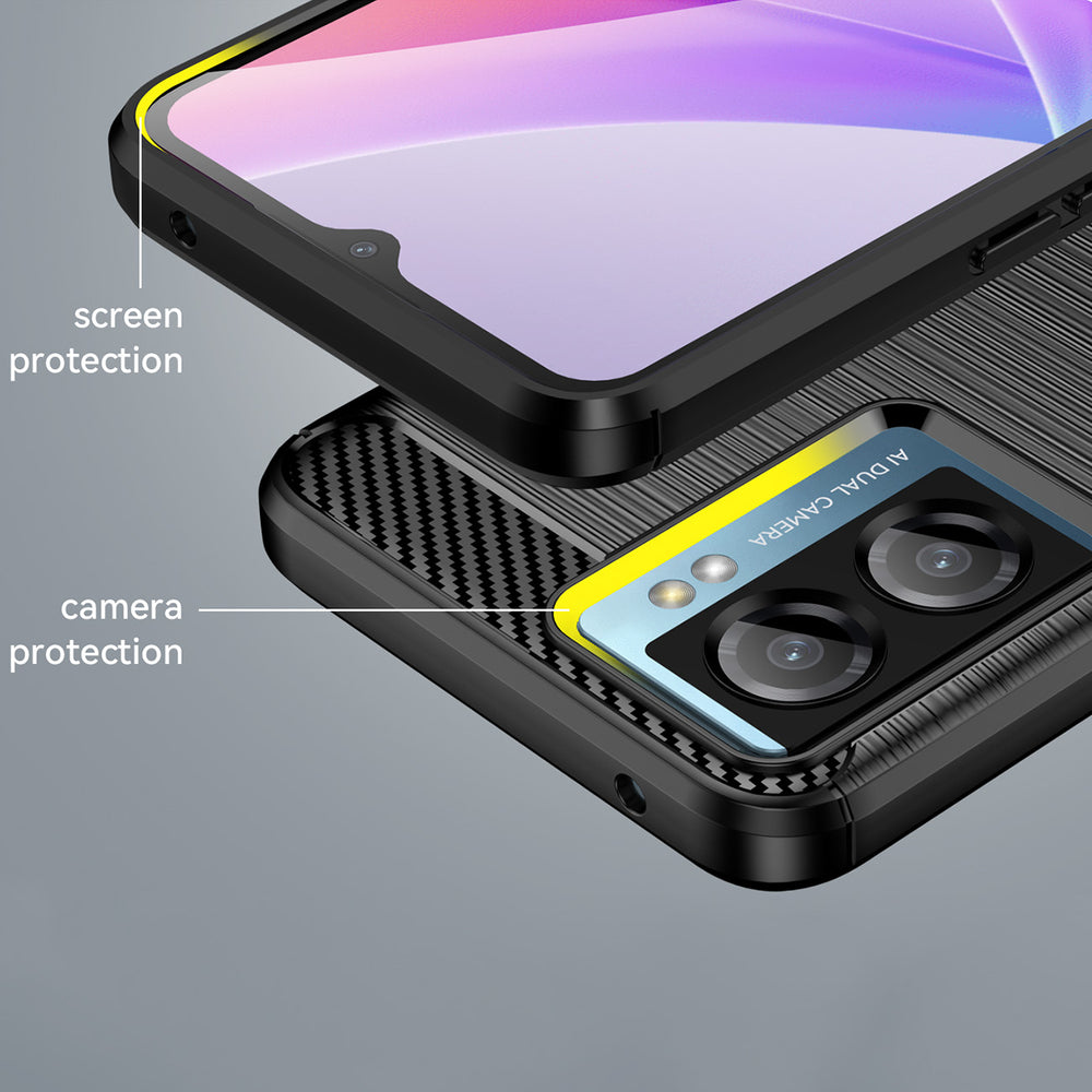 Carbon Case til Xiaomi Poco F4 5G fleksibelt silikone carbon cover sort