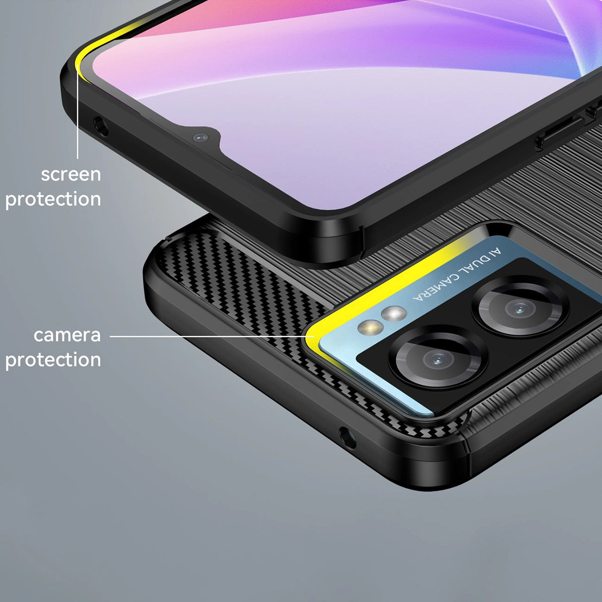 Carbon Case til Xiaomi Poco F4 5G fleksibelt silikone carbon cover sort