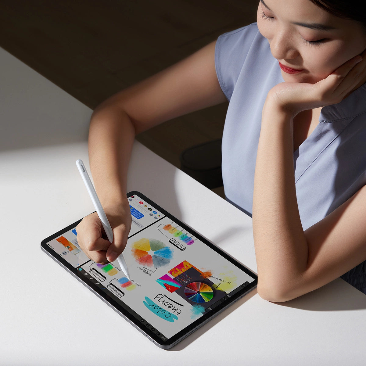 Baseus trådløs aktiv stylus + udskiftelig tip hvid (SXBC020002)