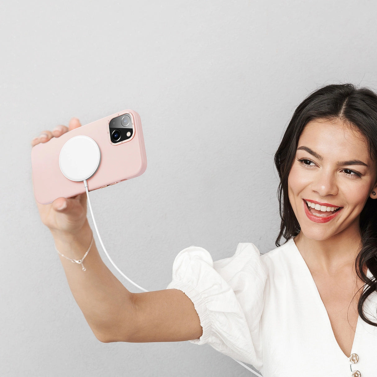 Dux Ducis Grit læderhylster til iPhone 14 Plus Elegant Falsk læder cover (MagSafe kompatibel) Pink