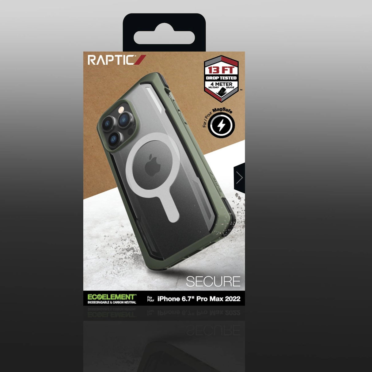 Raptic X-Doria Secure Case til iPhone 14 Pro Max med MagSafe pansret cover grønt