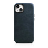iCarer Oil Wax Premium Ledder Case iPhone 14 Magnetisk Ledder Case med MagSafe mørkblå (WMI14220701-BU)