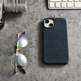 iCarer Oil Wax Premium Ledder Case iPhone 14 Magnetisk Ledder Case med MagSafe mørkblå (WMI14220701-BU)