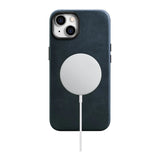 iCarer Oil Wax Premium Ledder Case iPhone 14 Magnetisk Ledder Case med MagSafe mørkblå (WMI14220701-BU)