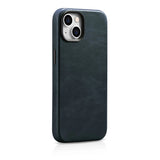 iCarer Oil Wax Premium Ledder Case iPhone 14 Magnetisk Ledder Case med MagSafe mørkblå (WMI14220701-BU)