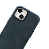 iCarer Oil Wax Premium Ledder Case iPhone 14 Magnetisk Ledder Case med MagSafe mørkblå (WMI14220701-BU)