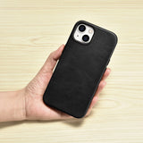 iCarer Oil Wax Premium Ledder Case iPhone 14 Plus Magnetisk Ledder Case med MagSafe Black (WMI14220703-BK)