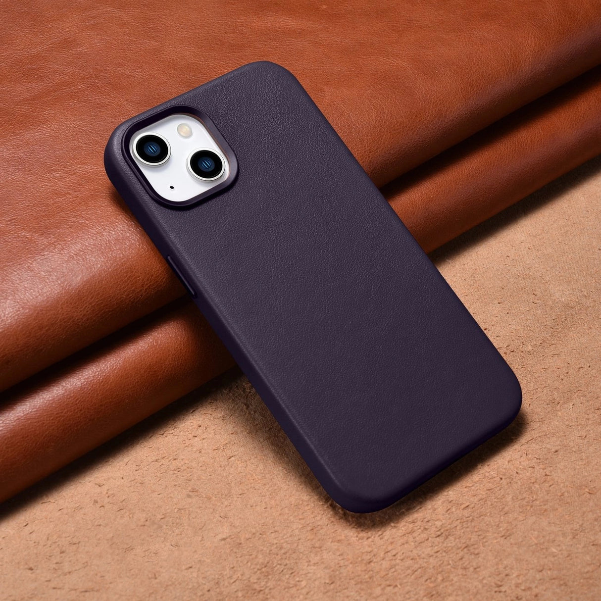 iCarer Case Ledder Cover Case til iPhone 14 Mørk lilla (WMI14220705-DP) (MagSafe Kompatibel)