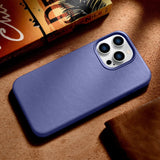 iCarer Case Leather Cover Genuine Leather Case for iPhone 14 Pro Max Light Purple (WMI14220708-LP) (MagSafe Kompatibel)