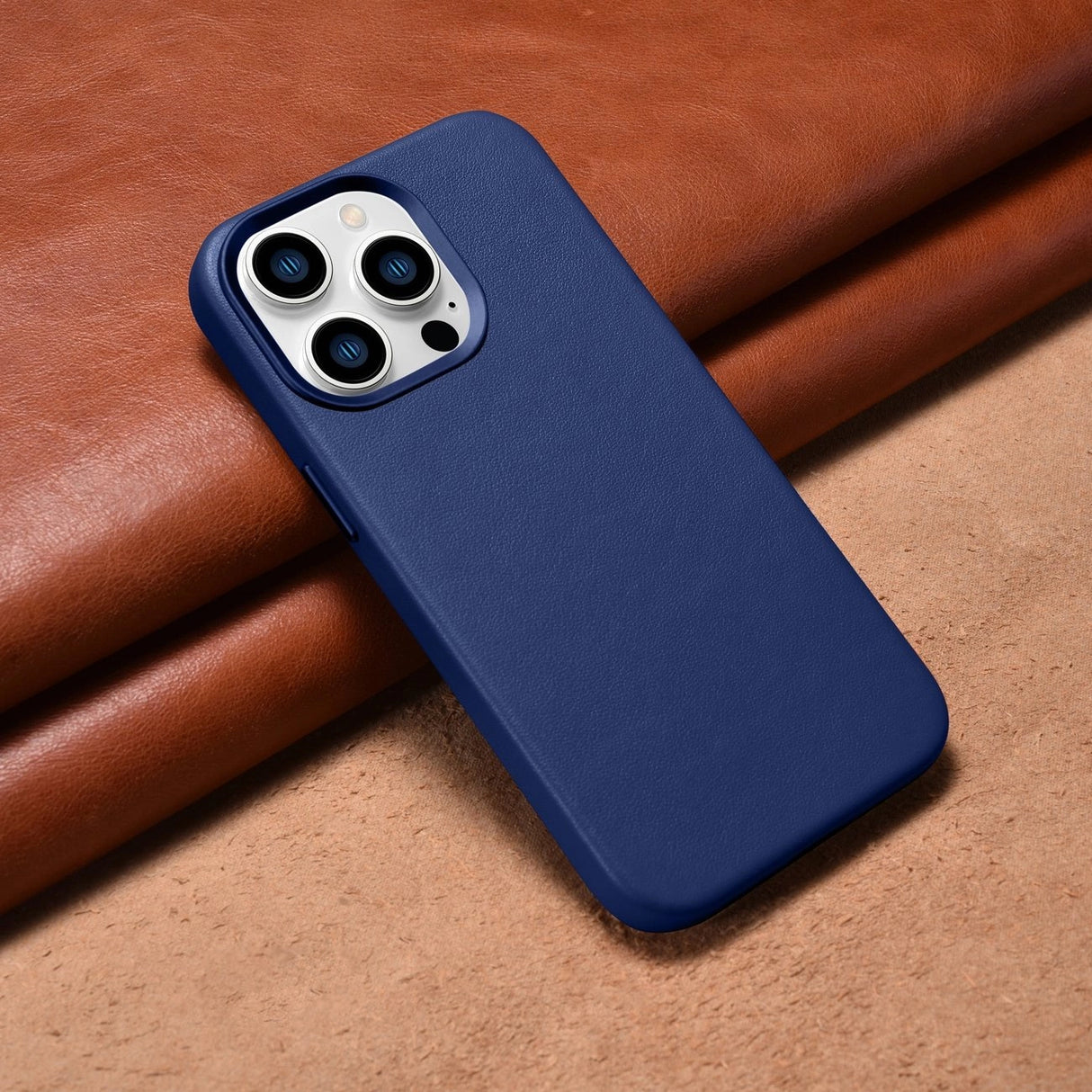 iCarer Case Leather Cover Ægte læder Case til iPhone 14 Pro Max blå (WMI14220708-BU) (MagSafe kompatibel)