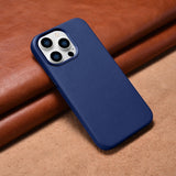iCarer Case Leather Cover Ægte læder Case til iPhone 14 Pro Max blå (WMI14220708-BU) (MagSafe kompatibel)