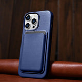 iCarer Case Leather Cover Ægte læder Case til iPhone 14 Pro Max blå (WMI14220708-BU) (MagSafe kompatibel)
