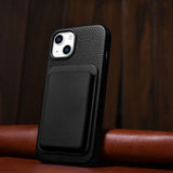 iCarer Litchi Premium Ledder Case iPhone 14 Magnetisk Ledder Case med MagSafe Black (WMI14220709-BK)
