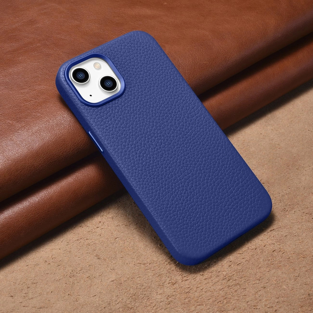 iCarer Litchi Premium Ledder Case iPhone 14 Magnetisk Ledder Case med MagSafe Dark Blue (WMI14220709-DB)