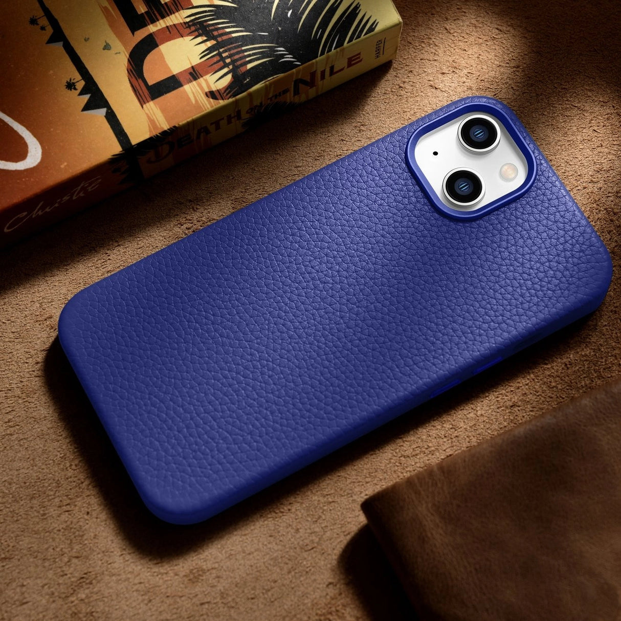 iCarer Litchi Premium Ledder Case iPhone 14 Magnetisk Ledder Case med MagSafe Dark Blue (WMI14220709-DB)