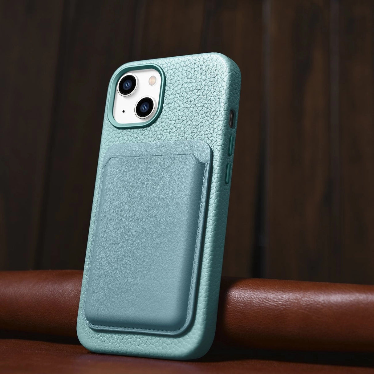 iCarer Litchi Premium Ledder Case iPhone 14 Magnetisk Ledder Case med MagSafe Green (WMI14220709-GN)