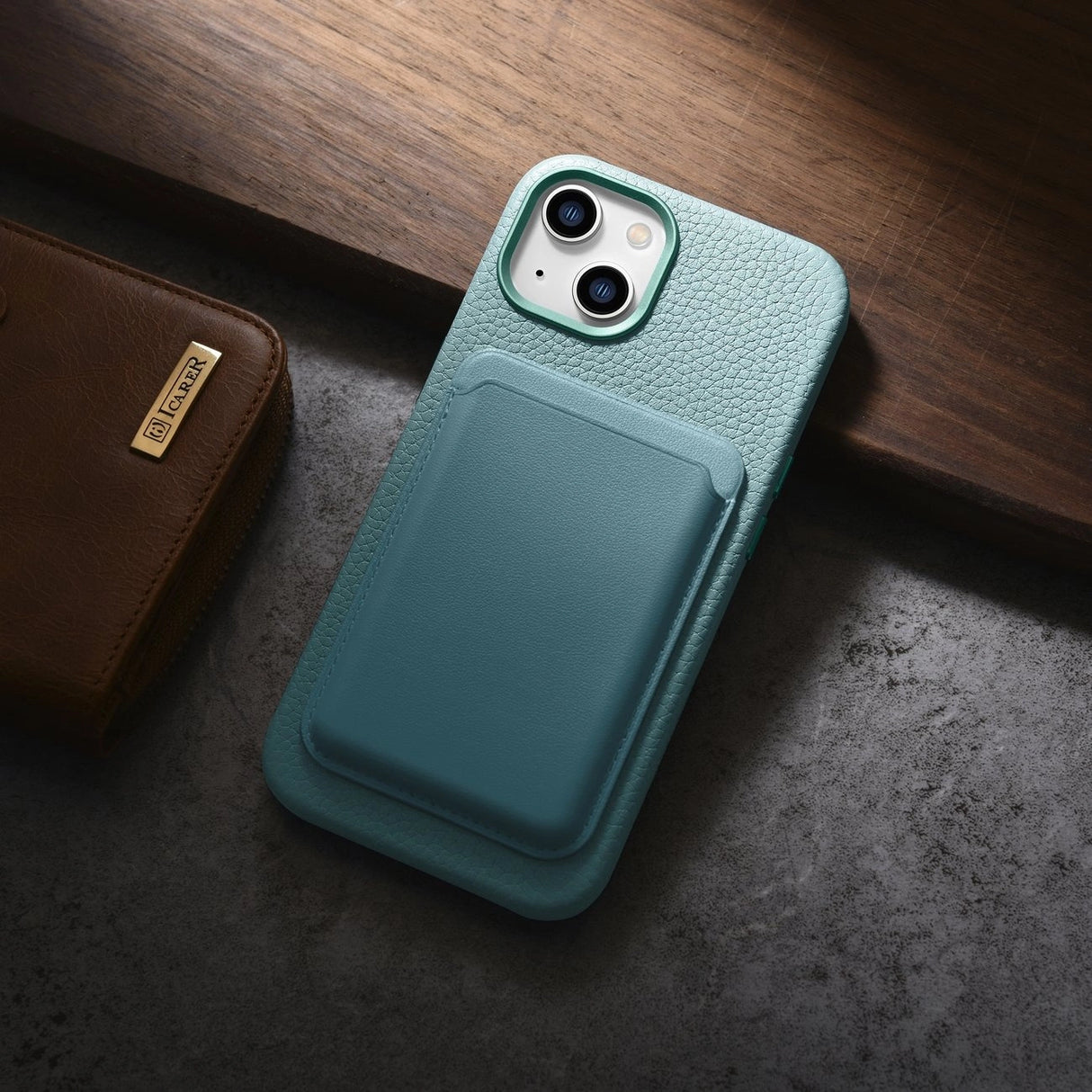 iCarer Litchi Premium Ledder Case iPhone 14 Magnetisk Ledder Case med MagSafe Green (WMI14220709-GN)