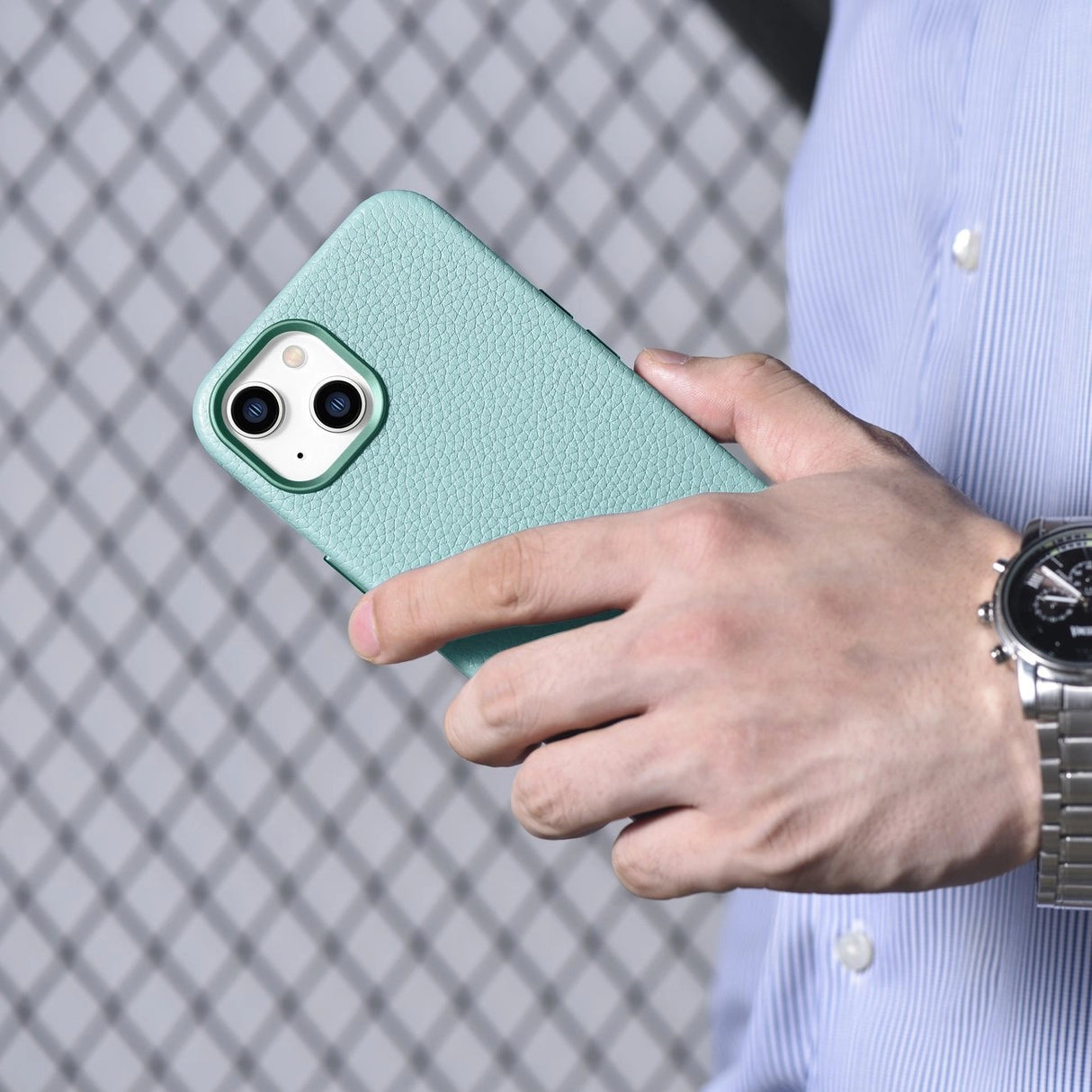 iCarer Litchi Premium Ledder Case iPhone 14 Magnetisk Ledder Case med MagSafe Green (WMI14220709-GN)