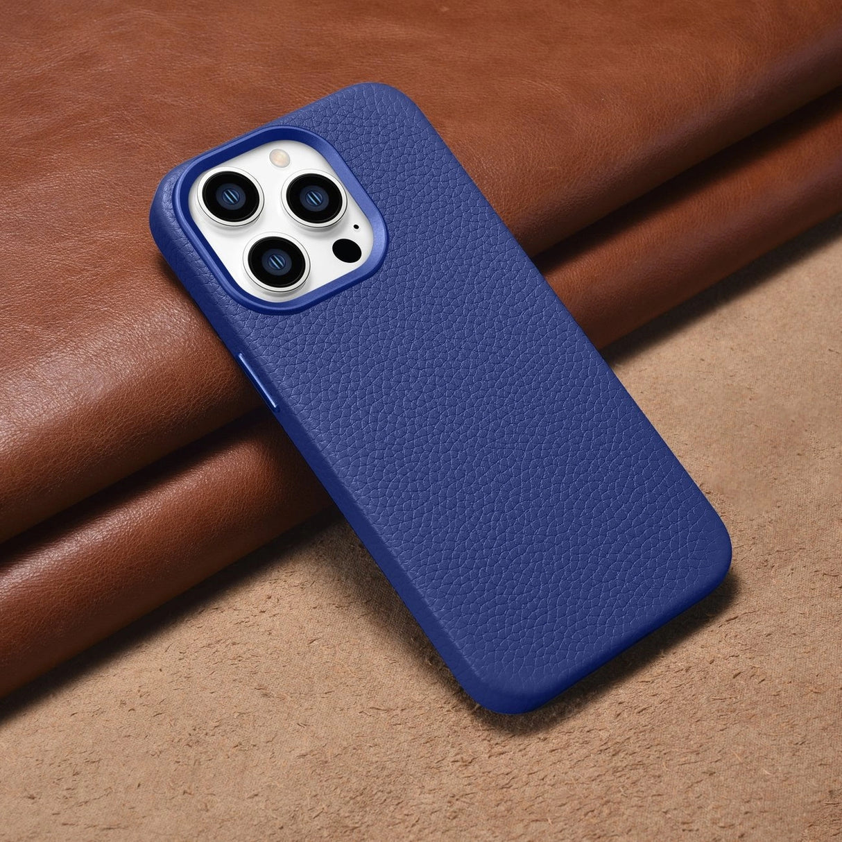 iCarer Litchi Premium Ledder Case iPhone 14 Pro Magnetisk Ledder Case med MagSafe Dark Blue (WMI14220710-DB)