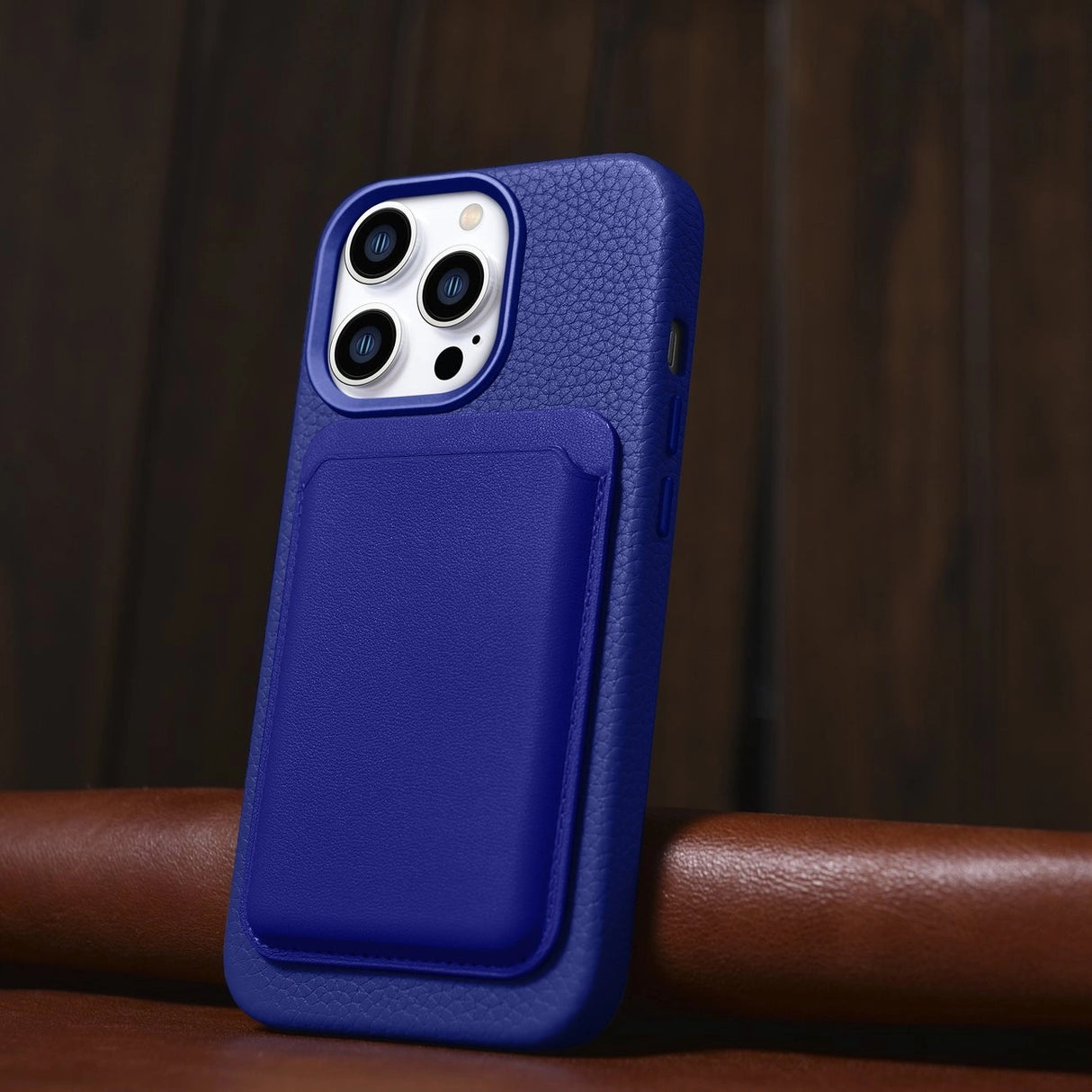 iCarer Litchi Premium Ledder Case iPhone 14 Pro Magnetisk Ledder Case med MagSafe Dark Blue (WMI14220710-DB)