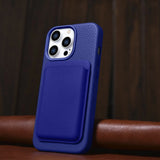 iCarer Litchi Premium Ledder Case iPhone 14 Pro Magnetisk Ledder Case med MagSafe Dark Blue (WMI14220710-DB)