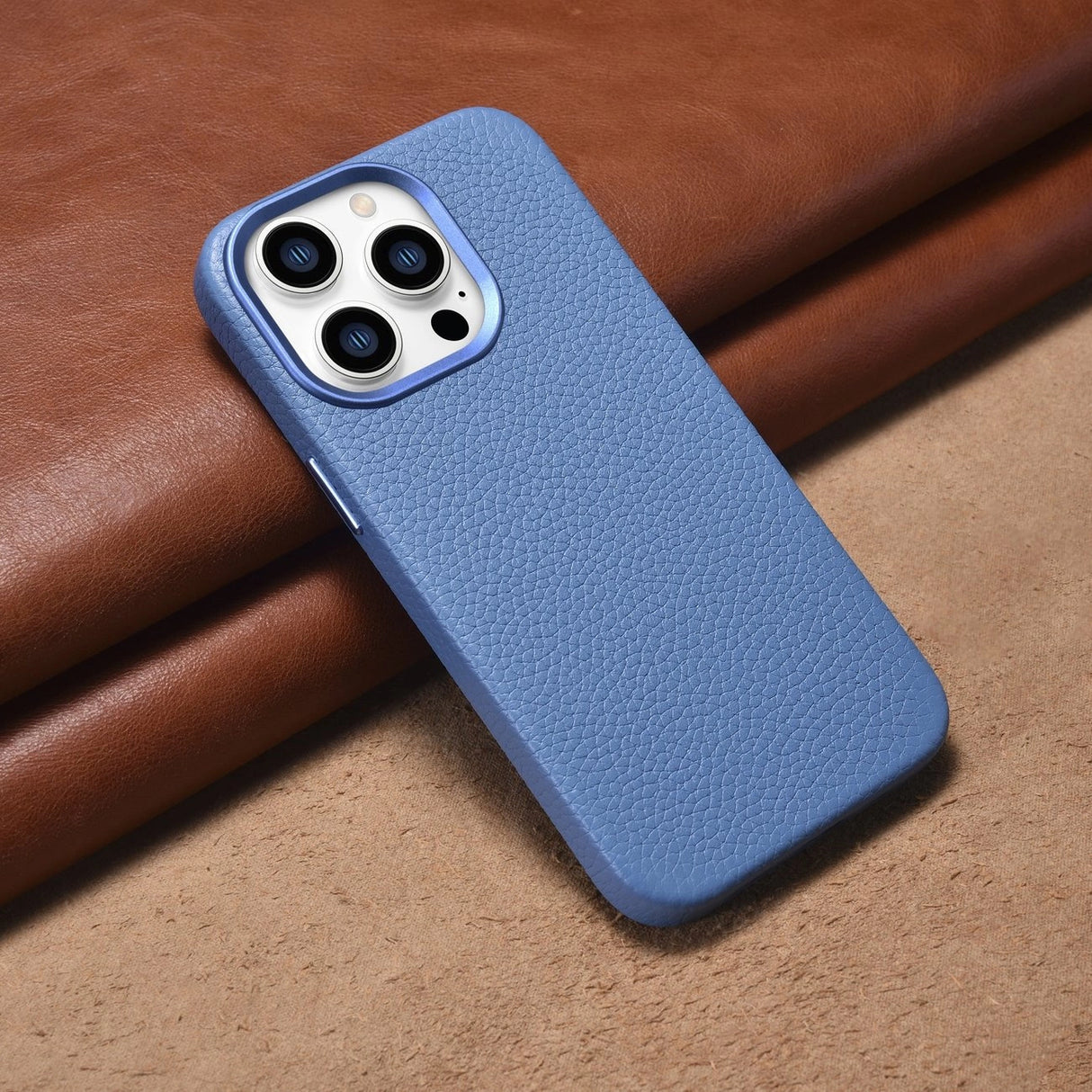 iCarer Litchi Premium Ledder Case iPhone 14 Pro Magnetisk Ledder Case med MagSafe Light Blue (WMI14220710-LB)