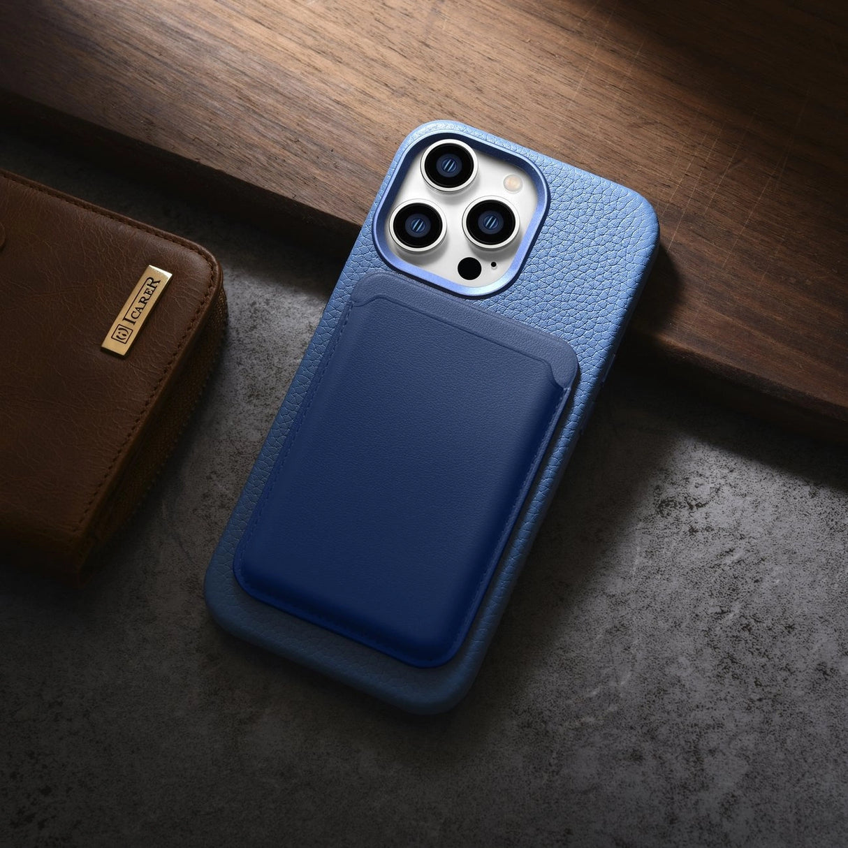 iCarer Litchi Premium Ledder Case iPhone 14 Pro Magnetisk Ledder Case med MagSafe Light Blue (WMI14220710-LB)