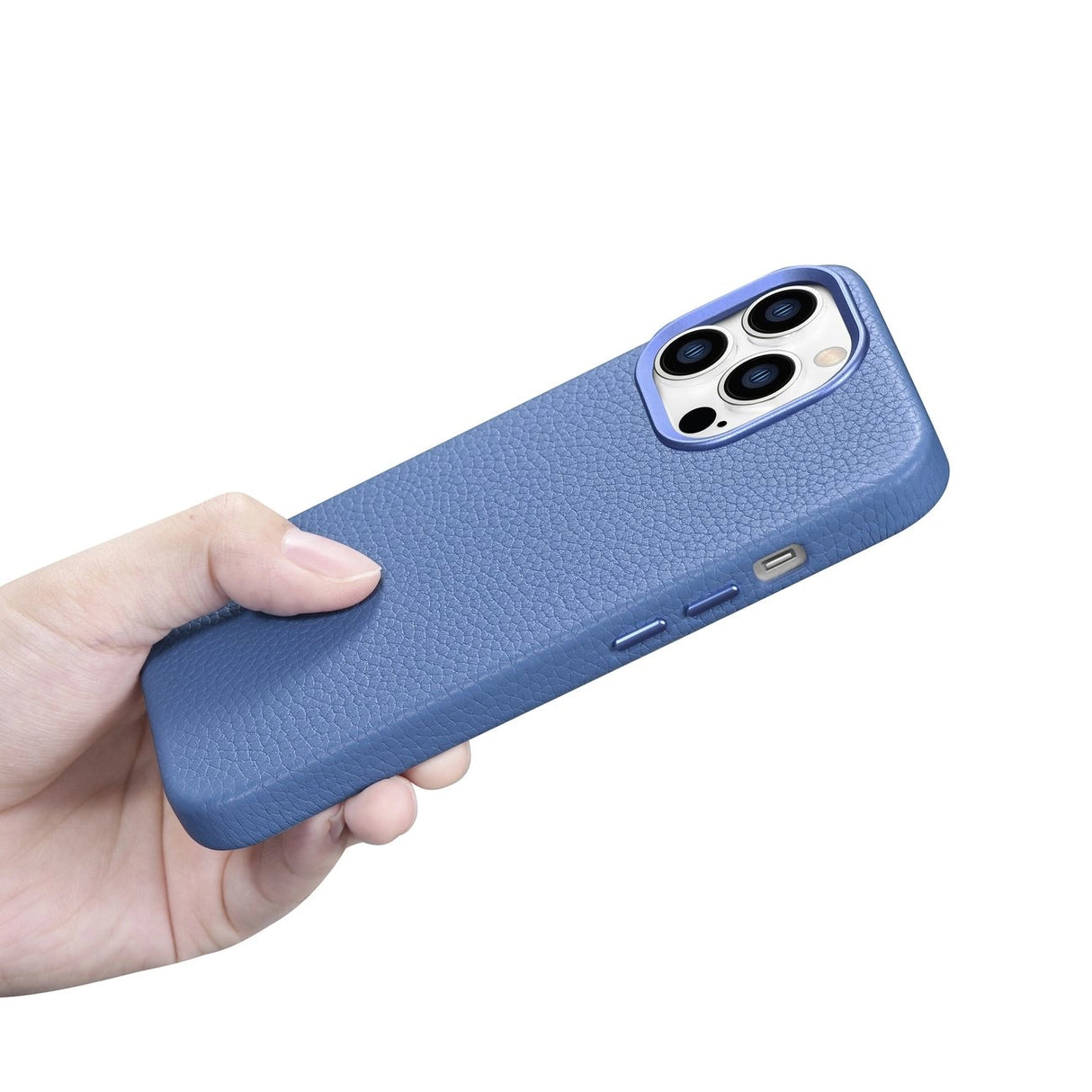 iCarer Litchi Premium Ledder Case iPhone 14 Pro Magnetisk Ledder Case med MagSafe Light Blue (WMI14220710-LB)