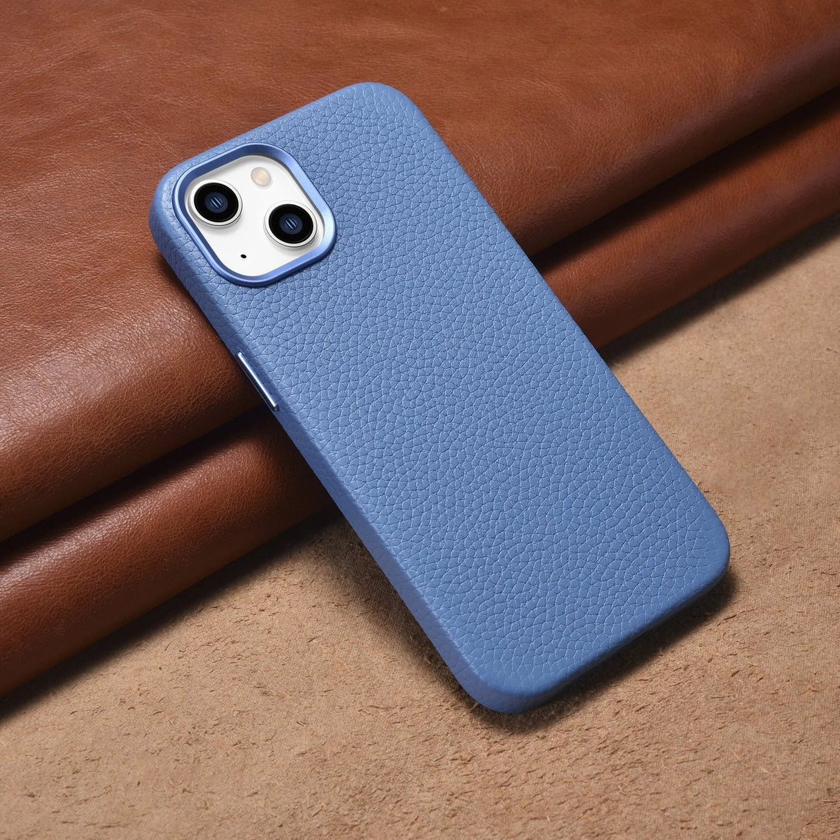 iCarer Litchi Premium Ledder Case iPhone 14 Plus Magnetisk Ledder Case med MagSafe Light Blue (WMI14220711-LB)