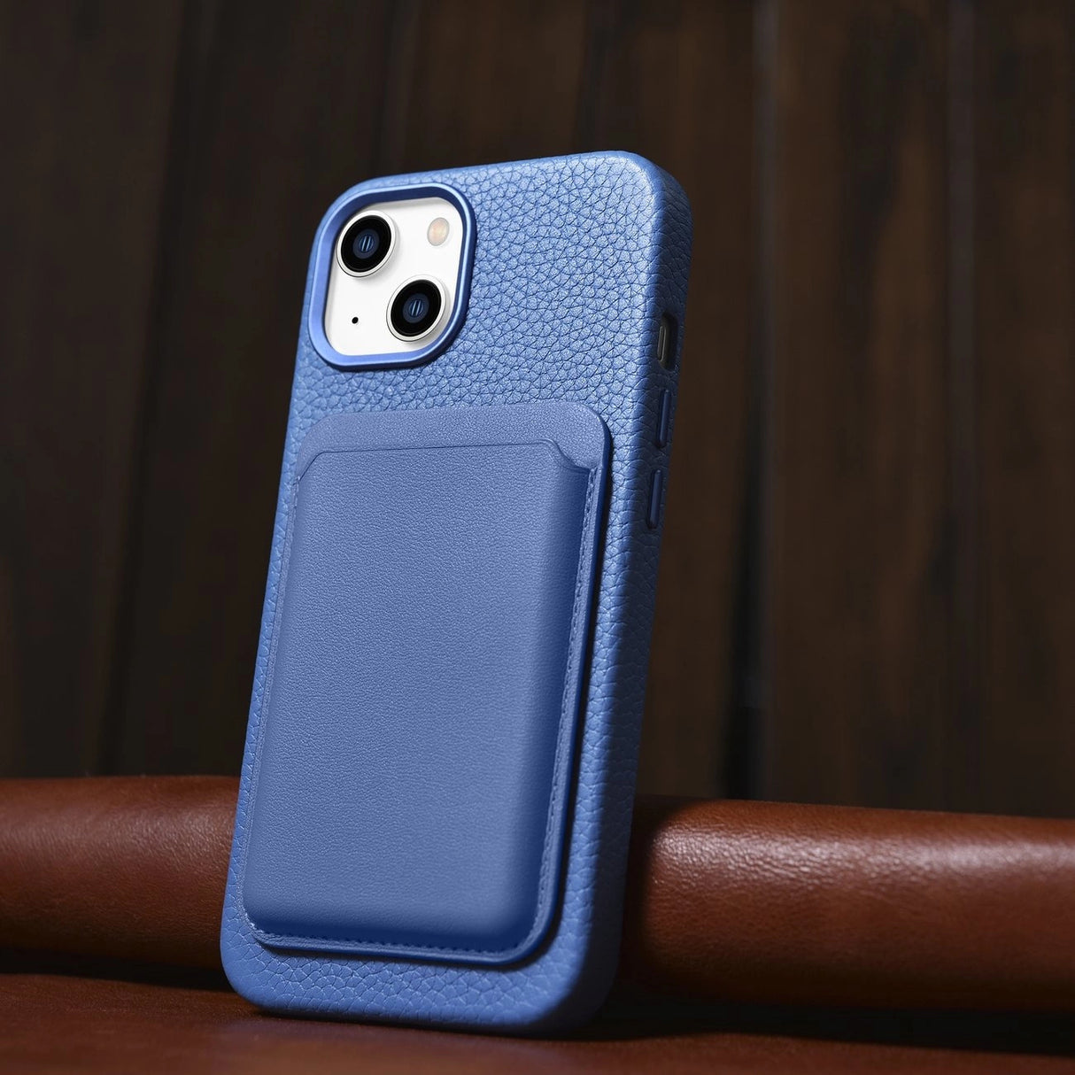 iCarer Litchi Premium Ledder Case iPhone 14 Plus Magnetisk Ledder Case med MagSafe Light Blue (WMI14220711-LB)