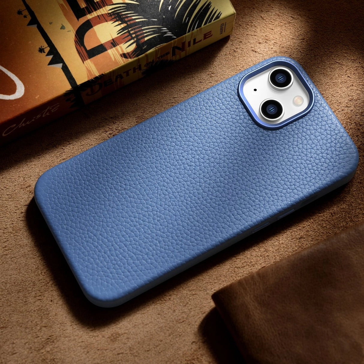 iCarer Litchi Premium Ledder Case iPhone 14 Plus Magnetisk Ledder Case med MagSafe Light Blue (WMI14220711-LB)