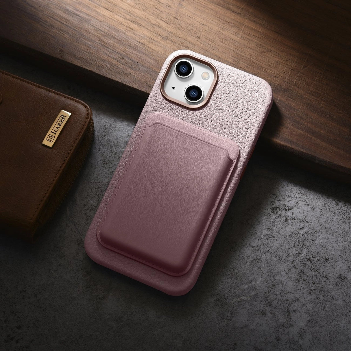 iCarer Litchi Premium Ledder Case iPhone 14 Plus Magnetisk Ledder Case med MagSafe Pink (WMI14220711-PK)